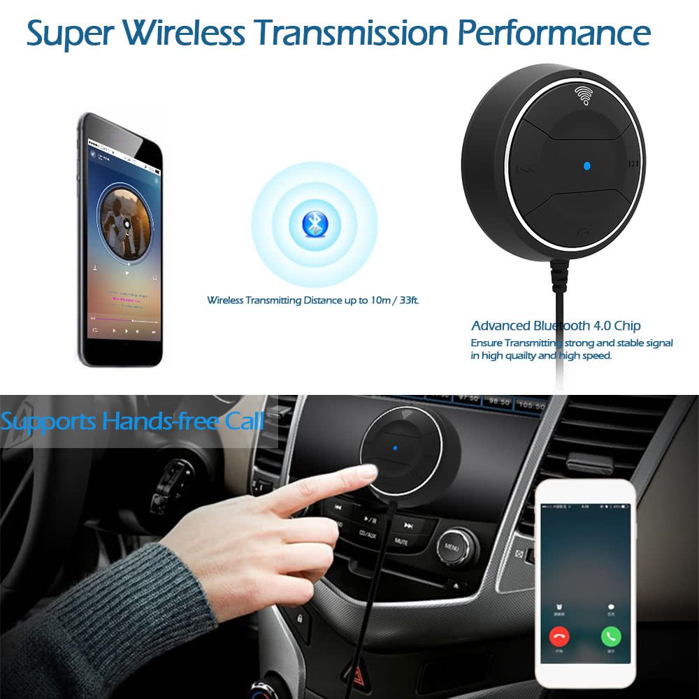 Bluetooth Receiver for Car, Bluetooth Car Kit HandsFree With Dual USB Car Charger
