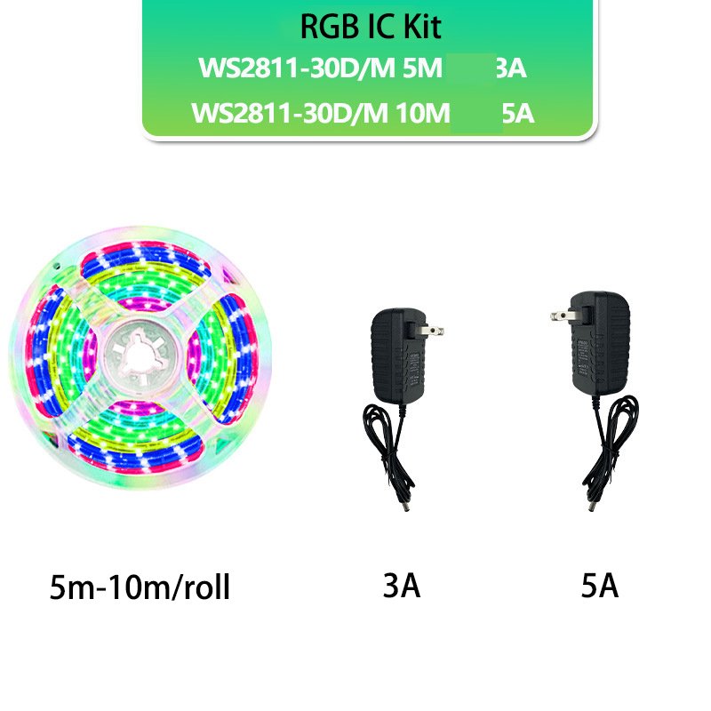 Weicao Tuya Wifi RGBIC 12V WS 2811 Addressable LED Strip Lights Bluetooth Magic Smart 24Key 5050 Light Strips Kit