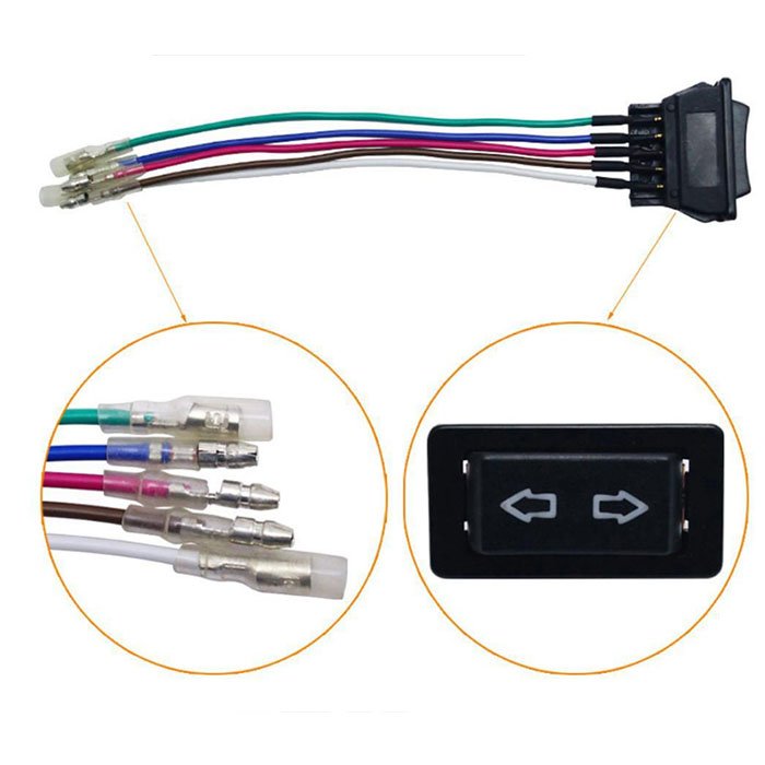 5P Universal Window Switch Double-arrow Led Auto Electric Switch Window Button Switch With Wires