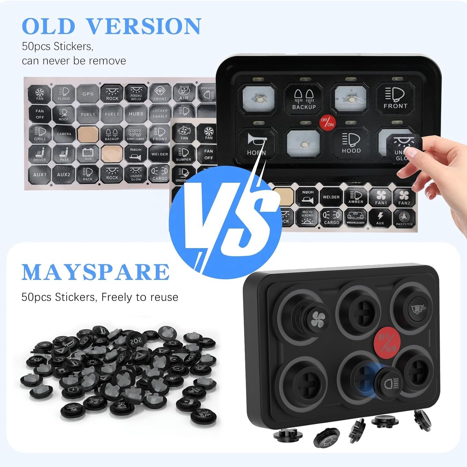 RGB Waterproof IP68 Universal Circuit Control System Relay Box 6 Gang Switch Panel for Marine Car Truck Offroad ATV SUV
