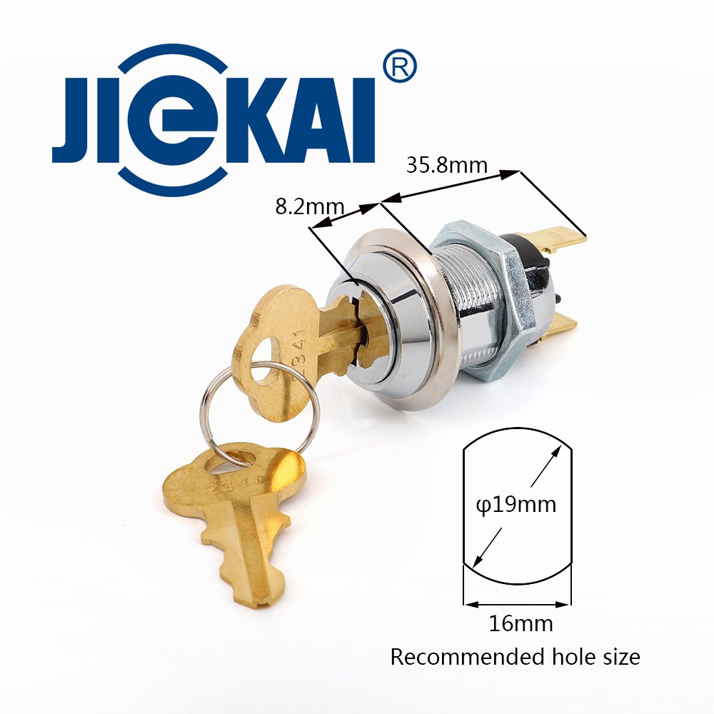 JK201 2341 Key Switch Cash Box Lock SPST Off-ON Keylock Switch for Make Elevator Lock Electrical Tubular Key System