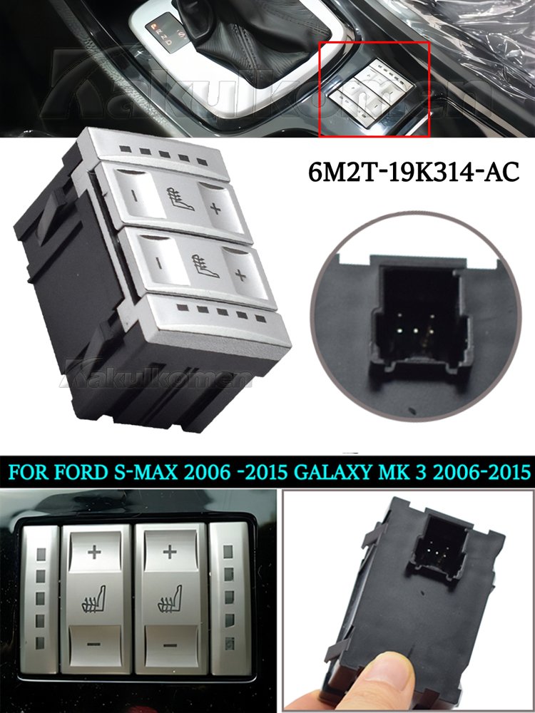 OEM 6M2T-19K314-AC 6M2T19K314AC ABS Seat Heating Button Control Switch Ford S-MAX 2006 -2015 Galaxy MK 3 2006-2015 Mondeo MK 4