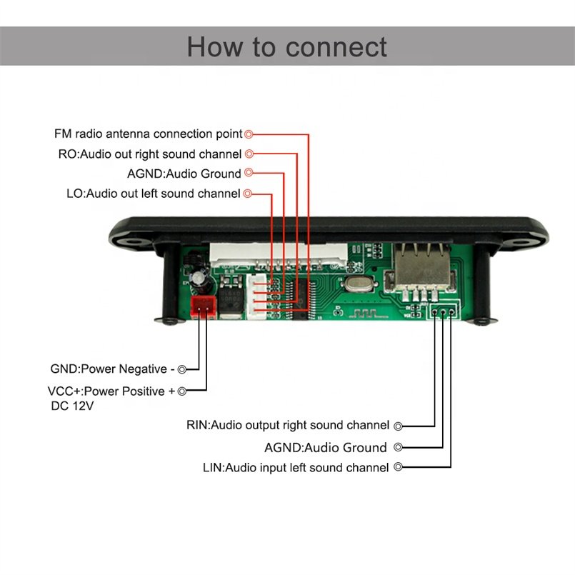 MP3 Player Bluetooth Module 5V, USB Bluetooth Kit Board 12V