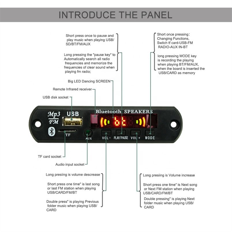 MP3 Player Bluetooth Module 5V, USB Bluetooth Kit Board 12V