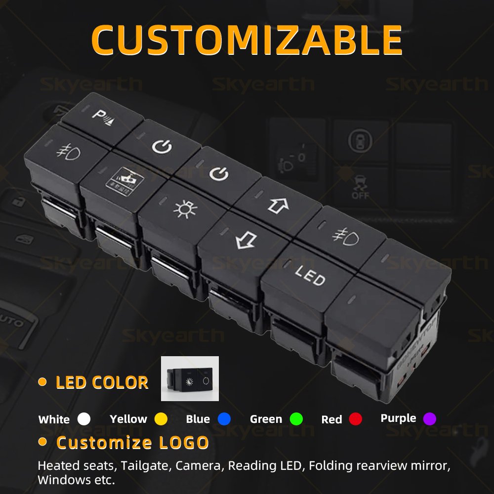 12V Dual Push Switch Dashboard Dash Control LED Push Button Switch Fit for Honda Civic CR-V Accord
