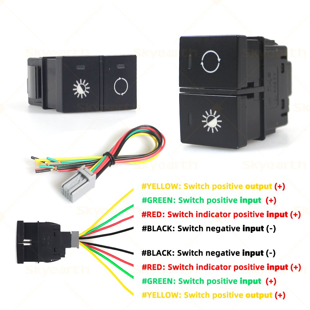 12V Dual Push Switch Dashboard Dash Control LED Push Button Switch Fit for Honda Civic CR-V Accord