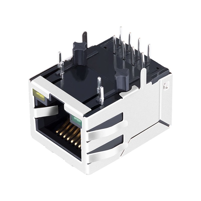 J00-0086NL 10/100 Base-T With LEDS Tab Down Single Port RJ45 Connector