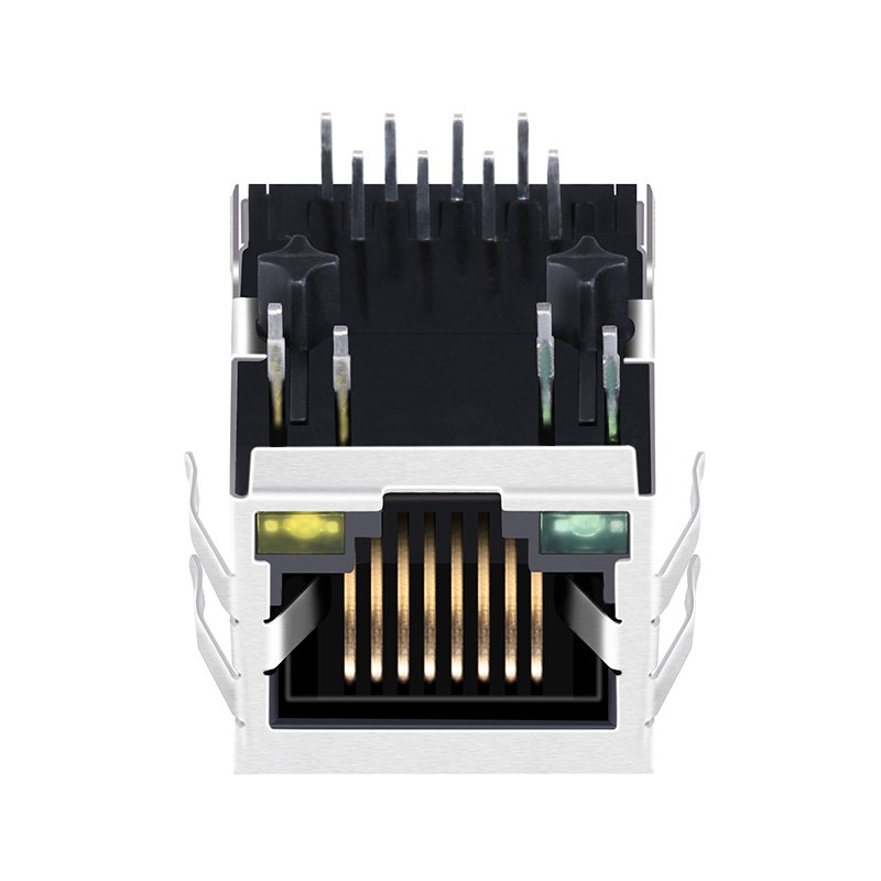 J00-0086NL 10/100 Base-T With LEDS Tab Down Single Port RJ45 Connector