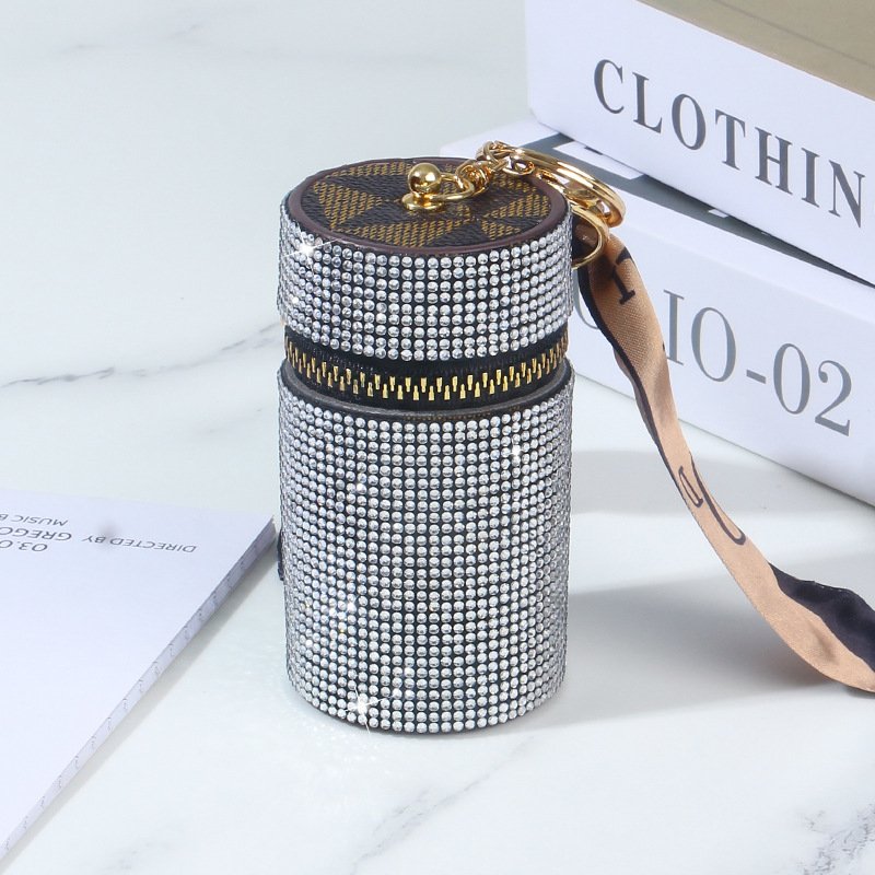 Bluetooth Earphone Holder Coin Organizer Key Case Leather Key Cover Handbag Pendant Lipstick Storage Key Bag With Silk Scarf