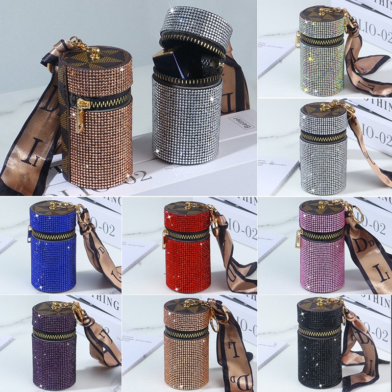 Bluetooth Earphone Holder Coin Organizer Key Case Leather Key Cover Handbag Pendant Lipstick Storage Key Bag With Silk Scarf