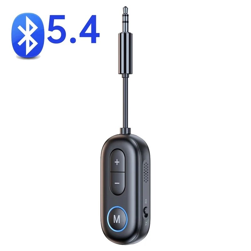 Bluetooth 5.4 Audio Transmitter Receiver 3.5MM AUX Hifi Stereo Music Wireless Adapter With Mic for Car Airplane TV PC Speaker