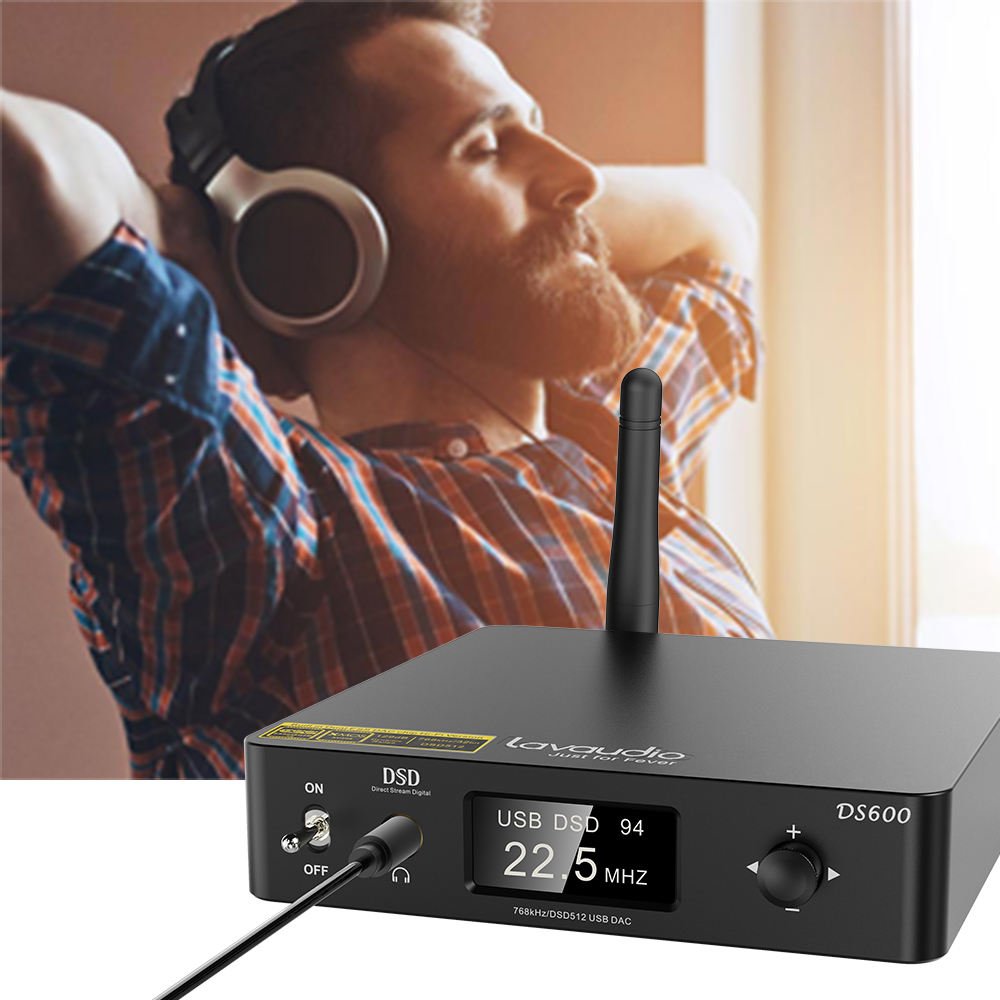 Lavaudio DS600 Audiophile Audio DAC HiFi Bluetooth 5.0 Receiver with Dual ES9038Q2M XMOS DSD512 768Khz/32Bit for PC Headphone