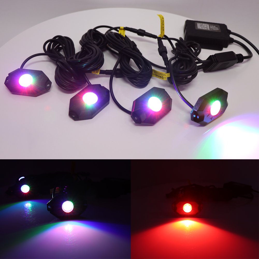 12V RGB LED ROCK LAMP KIT Multiple Lamps Optional RGB LIGHT with Bluetooth Control Strobe Lamp for Jeep Truck UTV SUV ATV