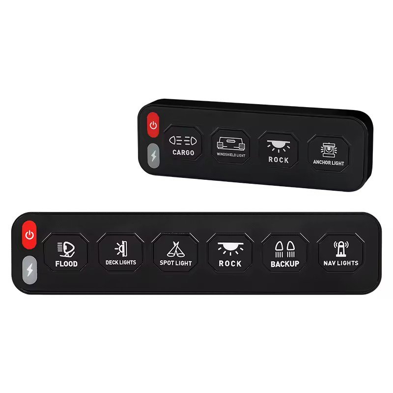12V 24V Universal Wireless Control 6 GANG Switch Panel Flicker Lighting Mode Auxiliary Circuit Control Box with ACC