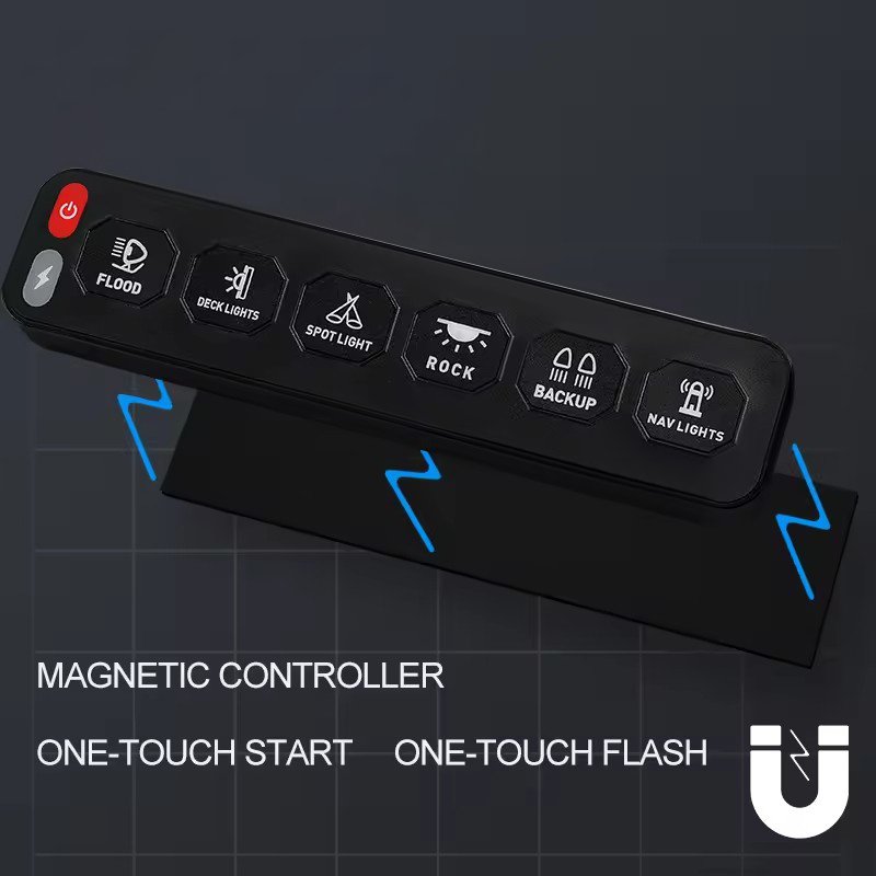 12V 24V Universal Wireless Control 6 GANG Switch Panel Flicker Lighting Mode Auxiliary Circuit Control Box with ACC
