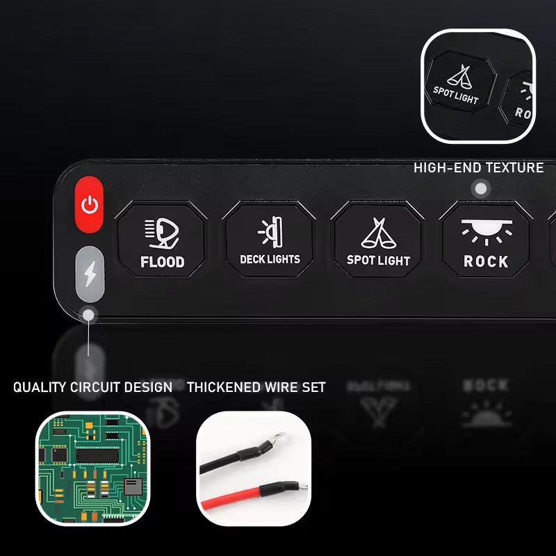 12V 24V Universal Wireless Control 6 GANG Switch Panel Flicker Lighting Mode Auxiliary Circuit Control Box with ACC