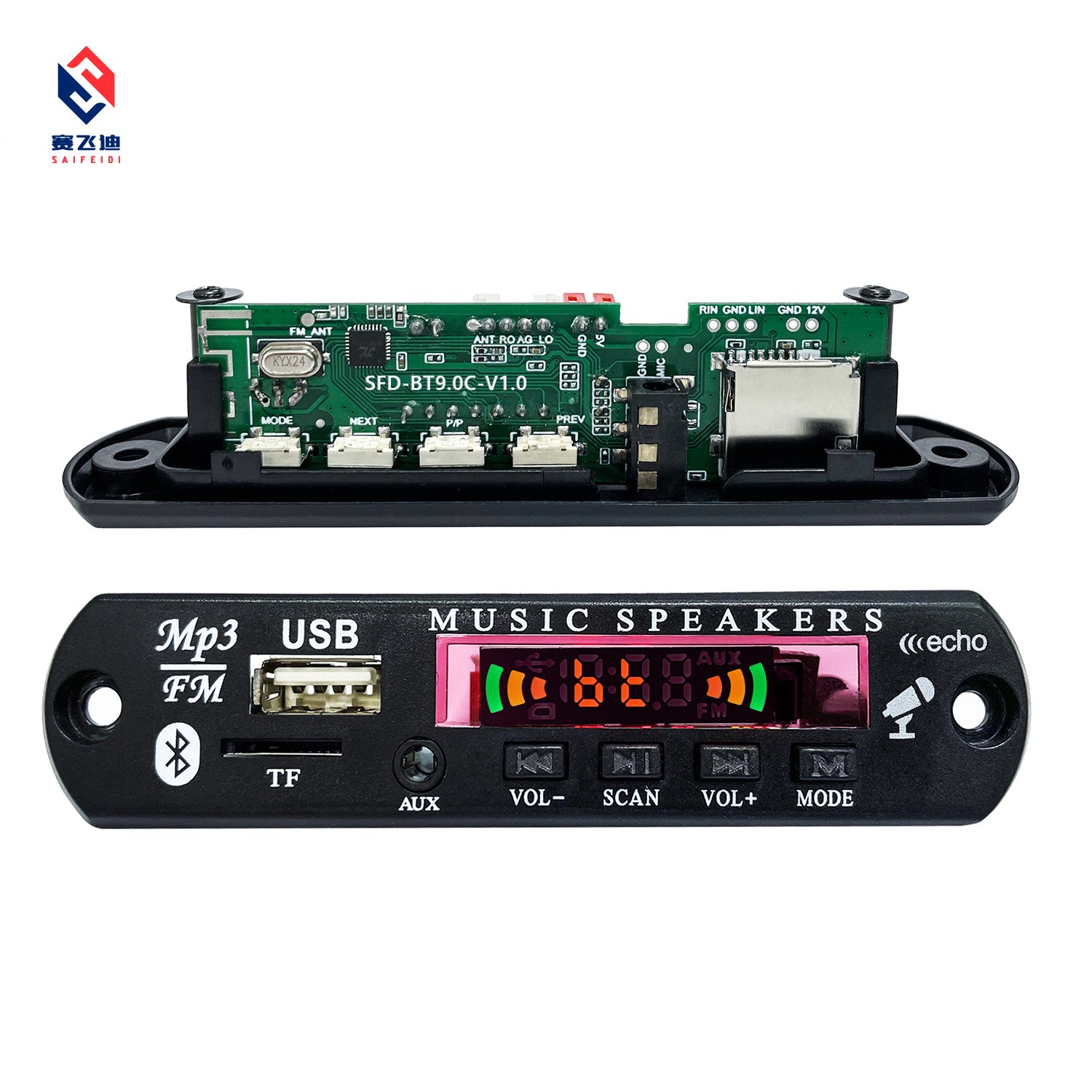 MP3 Radio Player Decoder Module Kit Mini DC5V 12V Black Portable Speaker Tf Card Speaker with Sd Card Car MP3 Blue Tooth Player