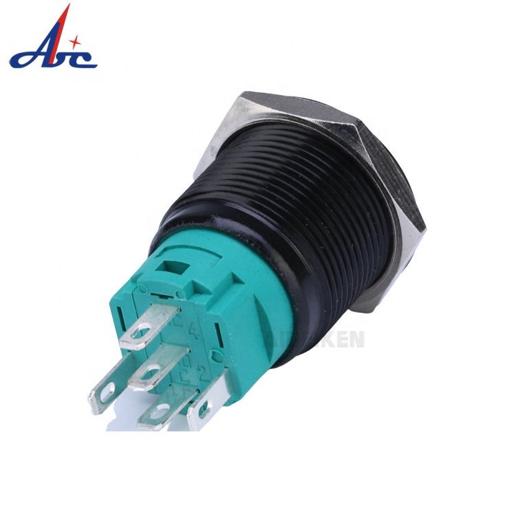 19mm Black 5Pin Auto Momentary 12V 24V 220V LED Illuminated Switch Push Button for Car Motorcycle