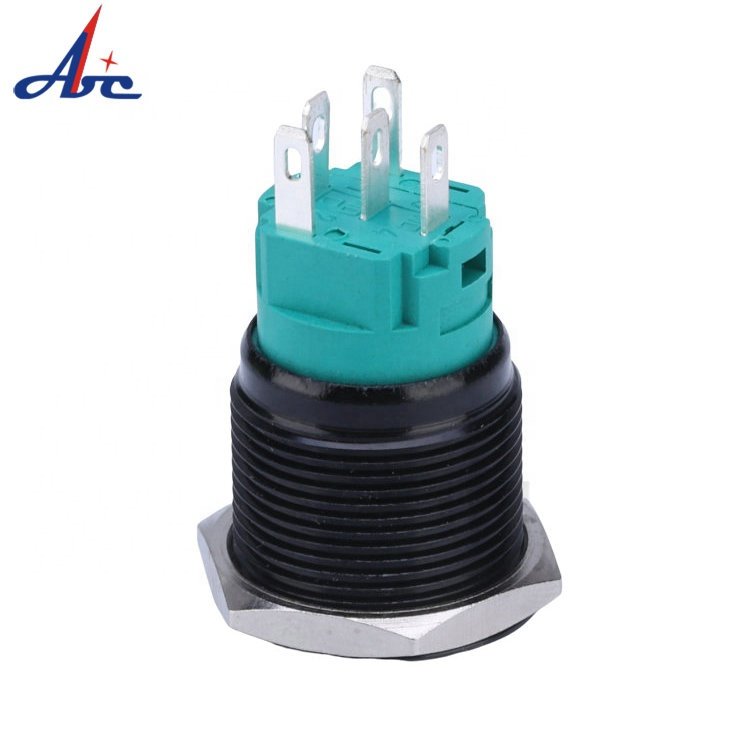 19mm Black 5Pin Auto Momentary 12V 24V 220V LED Illuminated Switch Push Button for Car Motorcycle