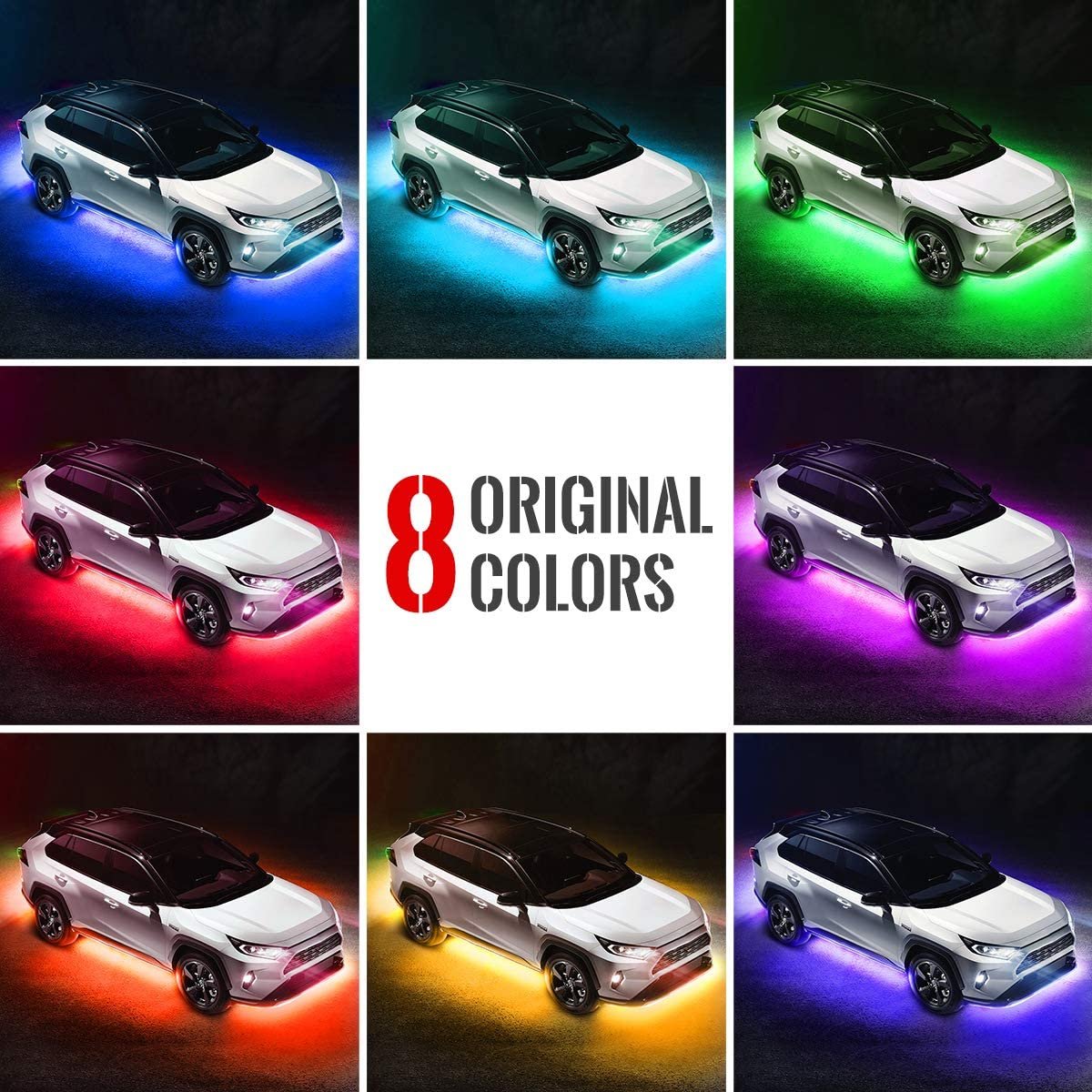 4pcs RGB LED Strip Under Car Tube Underglow Underbody Glow System Neon Light90*120cm 60*90CM