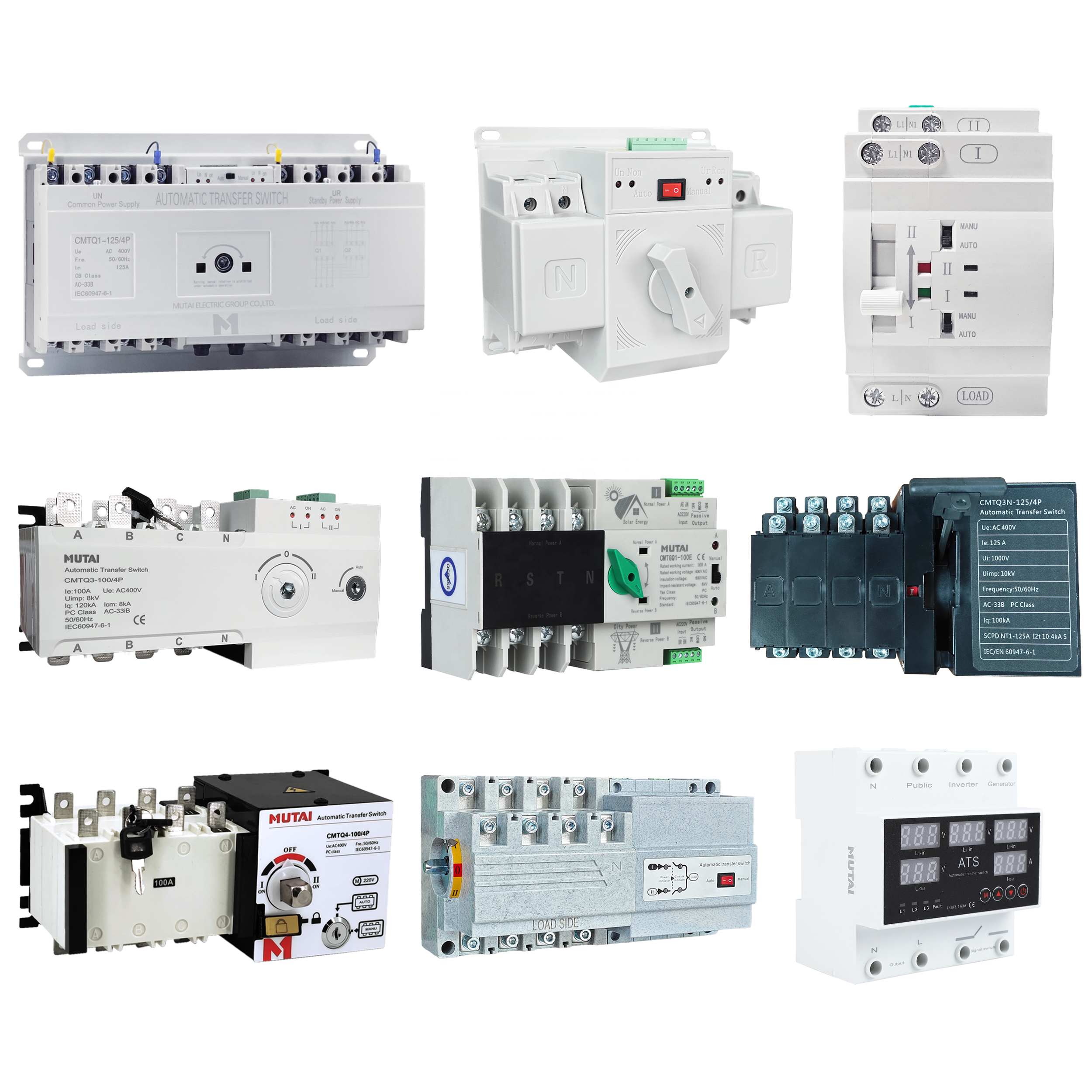 MUTAI 220V 400V mcb Type ATS 4P 2P 4 Pole 100A CB Class Auto 16a 32a 50a 63a Dual Power Automatic Transfer Changeover Switch ATS