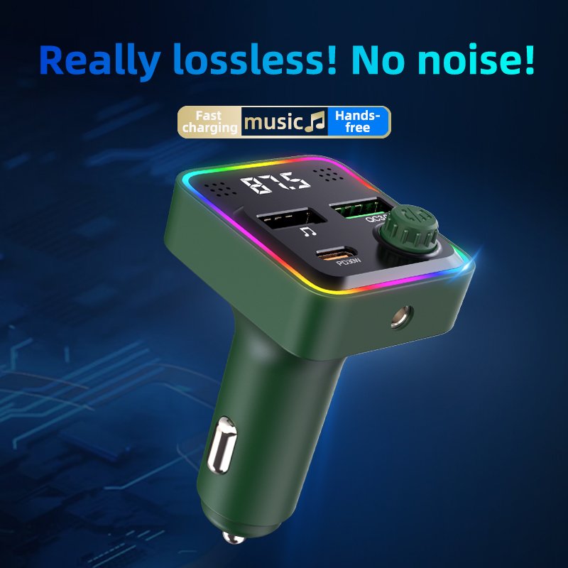 C71 Wireless Car Kit Bluetooth MP3 FM Transmitter PD30W QC3.0 USB Car Charger with Ambient Lighting and Hands-Free Function