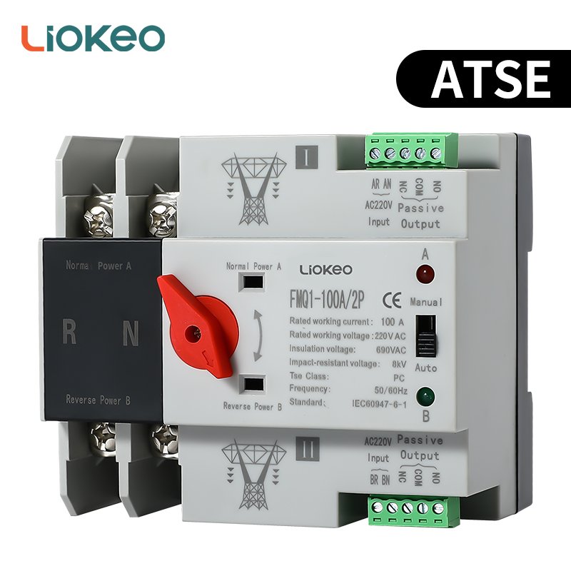 100A 2P ATS Manufactory Uninterruptible Power Supply Manual Dual Power Supplier PC Class Automatic Transfer Switch