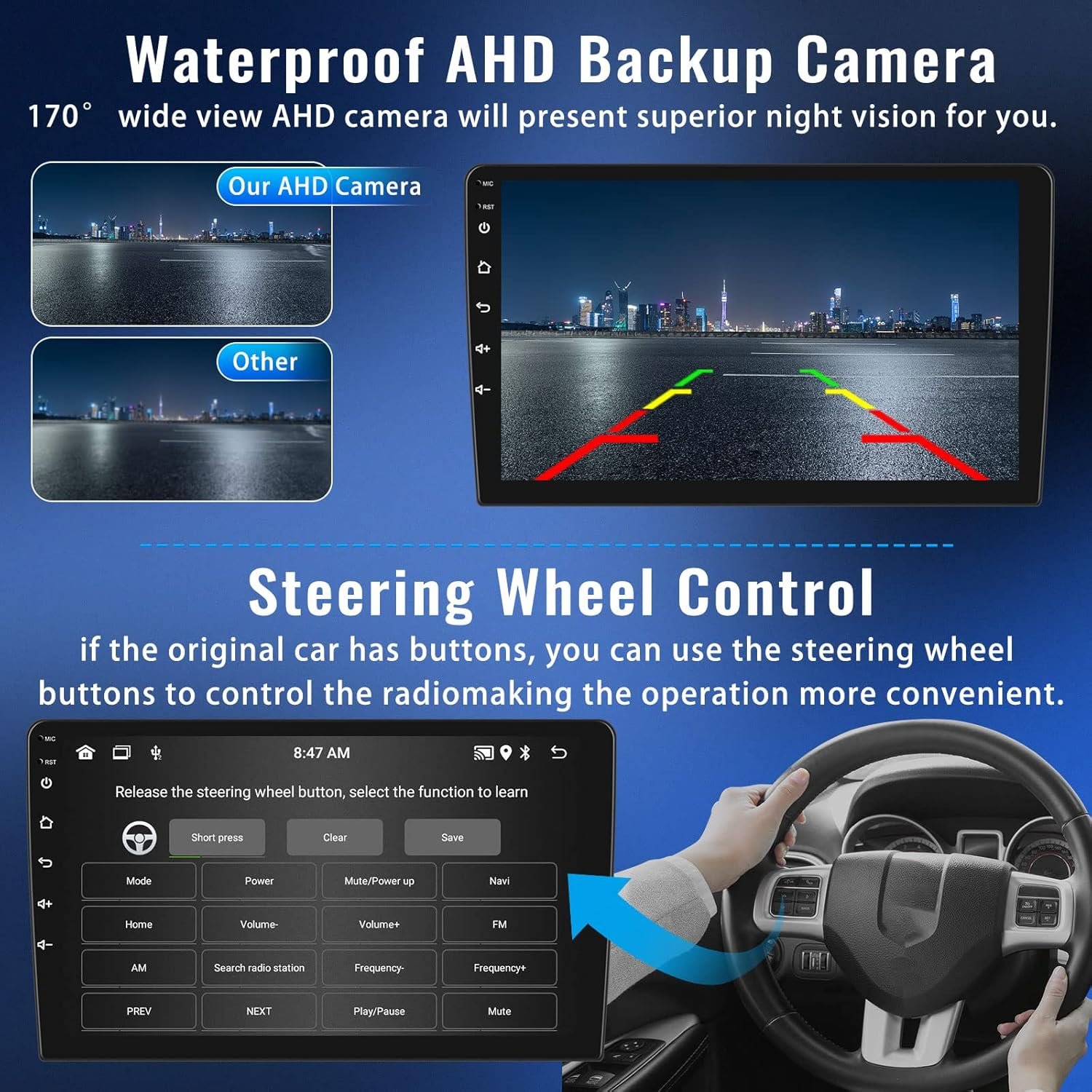 Car Stereo for Chevrolet Silverado 2014-2018,Wireless&Android Auto,10.1"Touch Screen Car Radio/BT FM/RDS WiFi GPS SWC Dual USB