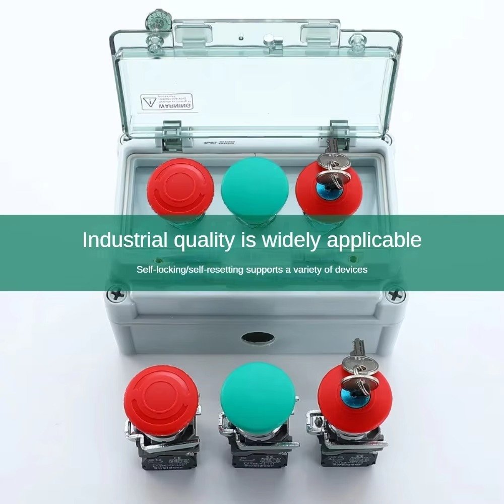 22mm Emergency Stop Momentary Latching Push Switches Metal Mushroom Key Rotate Push Button Power Start Switch Waterproof
