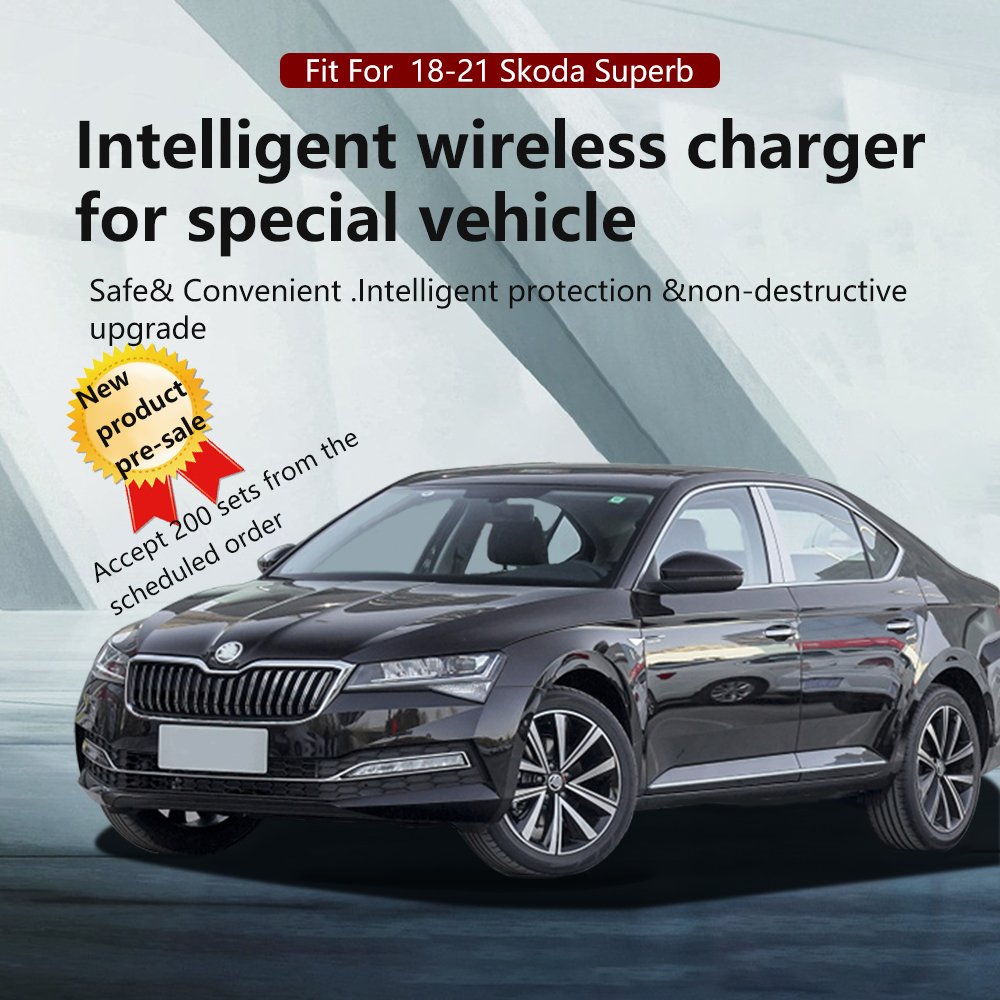 For Skoda Superb 2017-2024 Car Charger Qi Wireless Fast Charging Plate Adapter Cigarette Lighter Auto Interior
