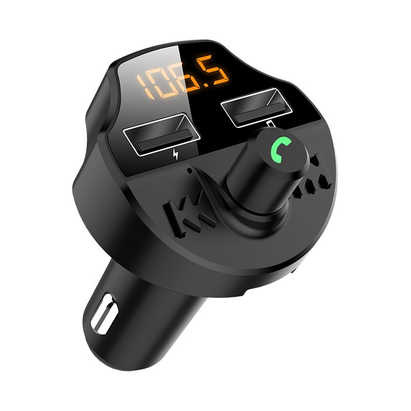 Black Dual Usb Charger Fm Transmitter Car, 2 Usb BlueTooth Car Kit Fm Transmitter