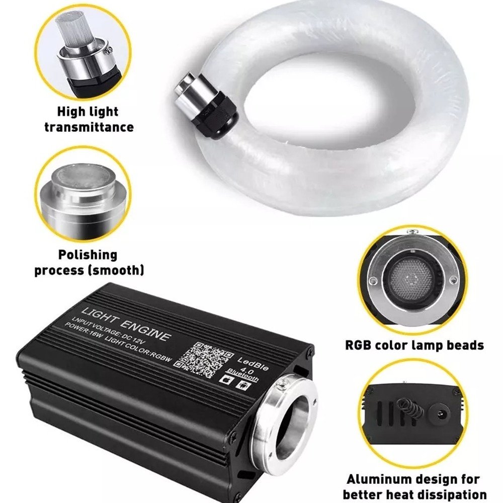Optical Fiber Car LED Starlight Remote Control Aluminum Body Voice & APP Control Starlight Headliner Kit With Star Effects