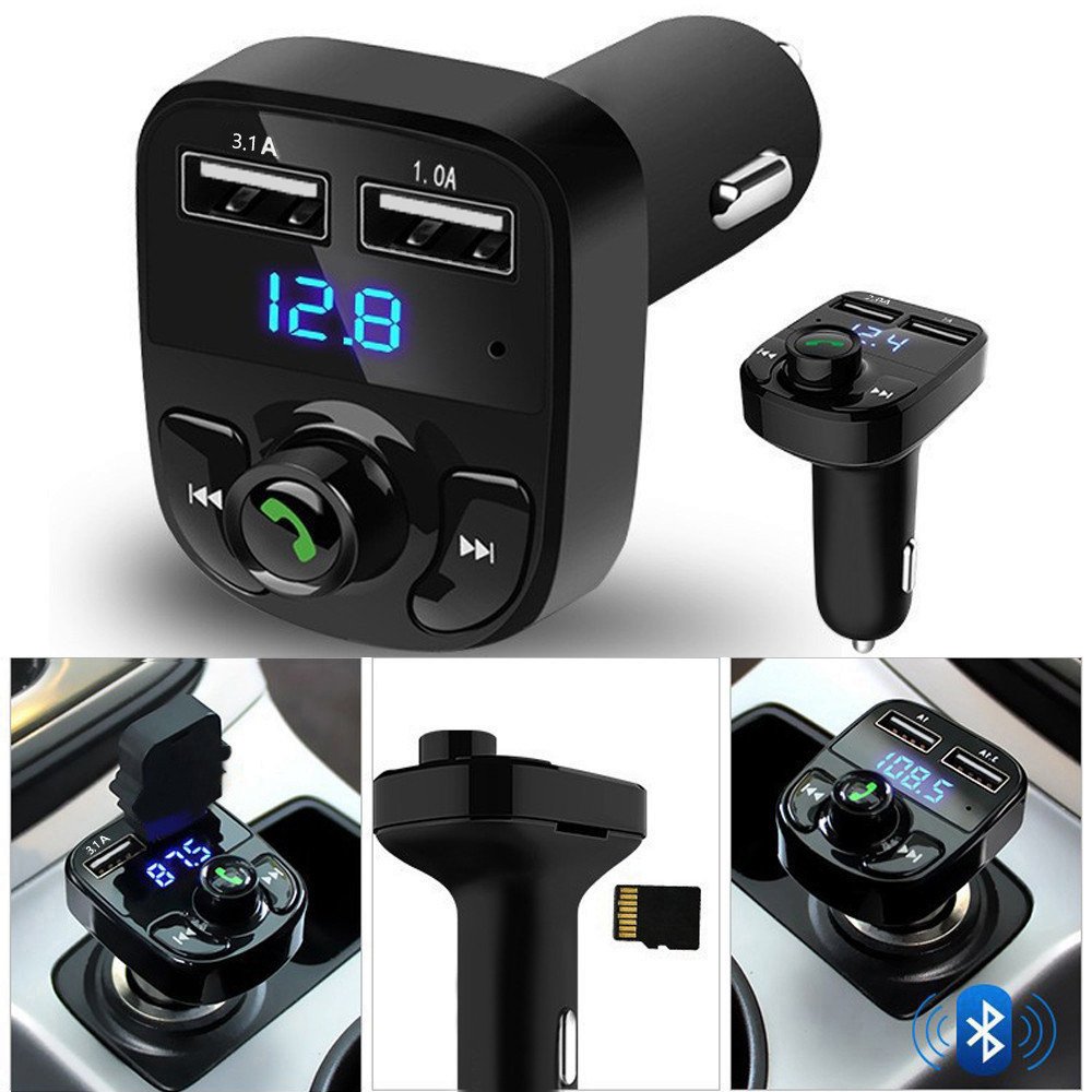 X8 FM Transmitter Aux Modulator Bluetooth Handsfree Car Kit Car Audio MP3 Player with 3.1A Quick Charge Dual USB Car Charger