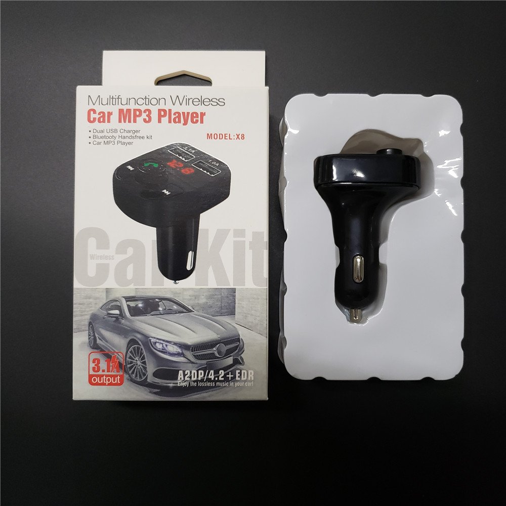 X8 FM Transmitter Aux Modulator Bluetooth Handsfree Car Kit Car Audio MP3 Player with 3.1A Quick Charge Dual USB Car Charger