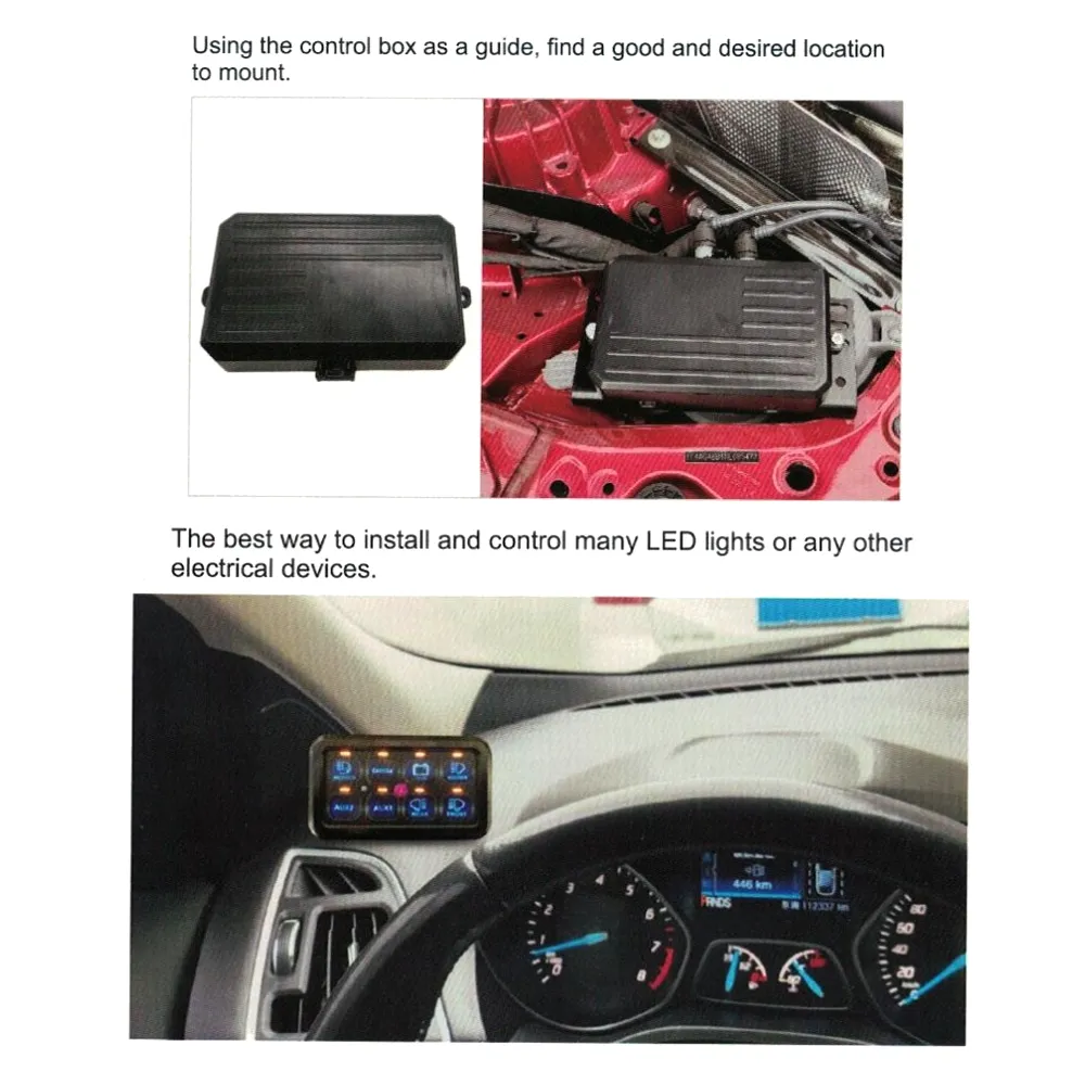 Universal Car 8 Gang Switch Panel BA80 Automatic Dimmable LED Touch Control Panel Box Electronic Relay System for ATV UTV SUV