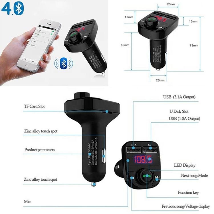 Dual Usb Car Charger Handsfree Bluetooth Car Kit Mp3 Player Car Fm Transmitter Wireless Fm Transmitter