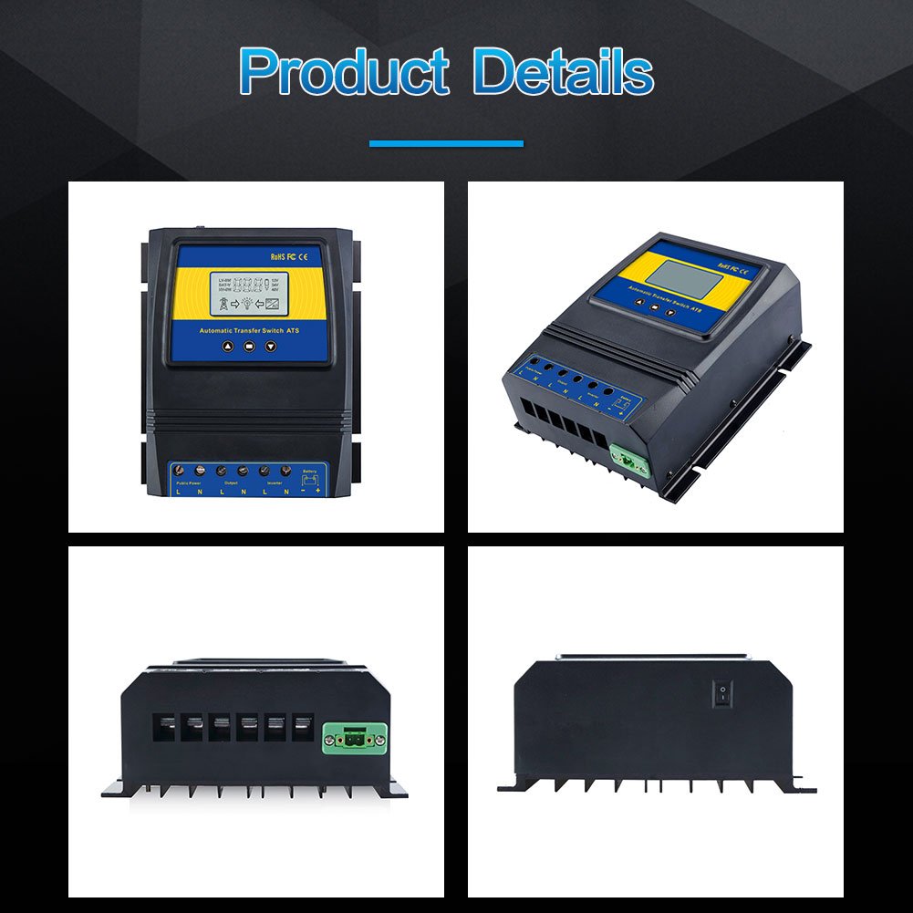 MOES Dual Power 50A 11KW ATS Controller Automatic Transfer Switch for Main Battery and Standby Battery
