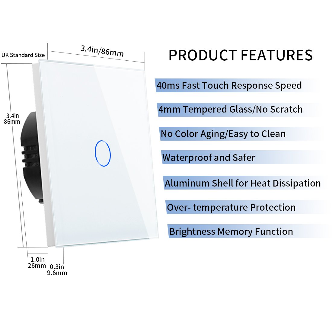 Wholesale Bingelec Home Automation Europe 1 Gang Wifi Remote Control Wall Touch Light Zigbee Tuya Smart Switch