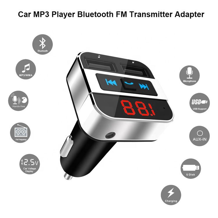Factory Cheap Price CE ROSH FCC HK206 Charger 64GB SD Card MP3 Music Player Handsfree Kit 5.0 bluetooth Fm Transmitter for Car