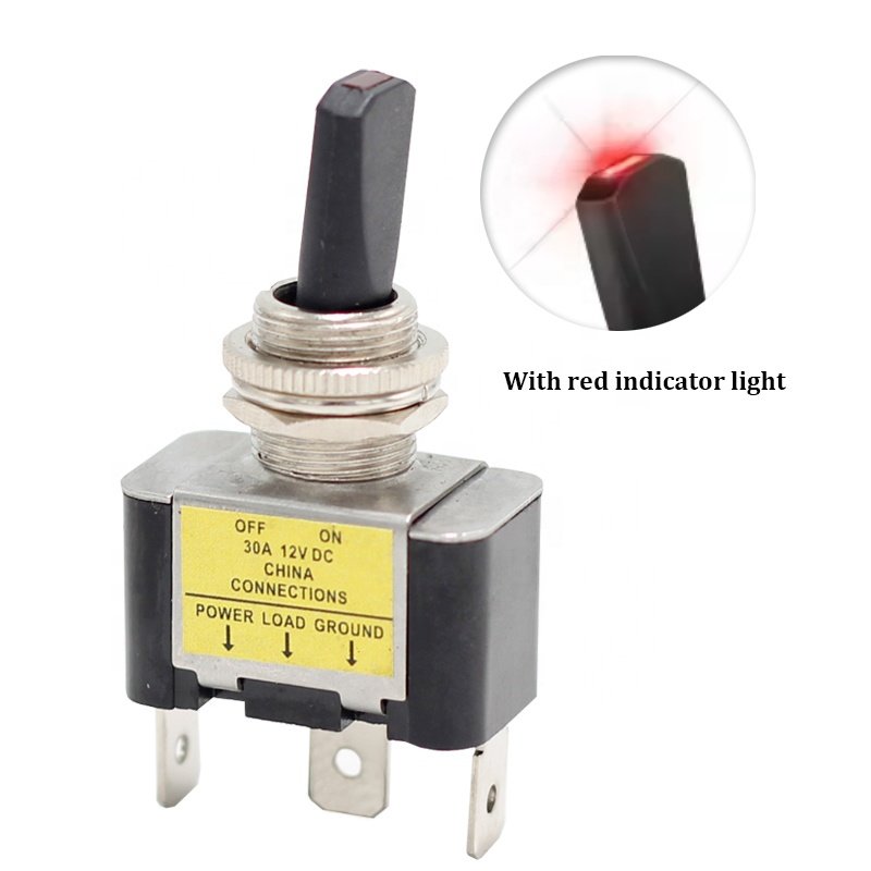 Marine Car Automotive SPST Toggle Switch Control 12V 30A 3 Pin Heavy Duty Auto Toggle Switch LED Lighted for Marine Car