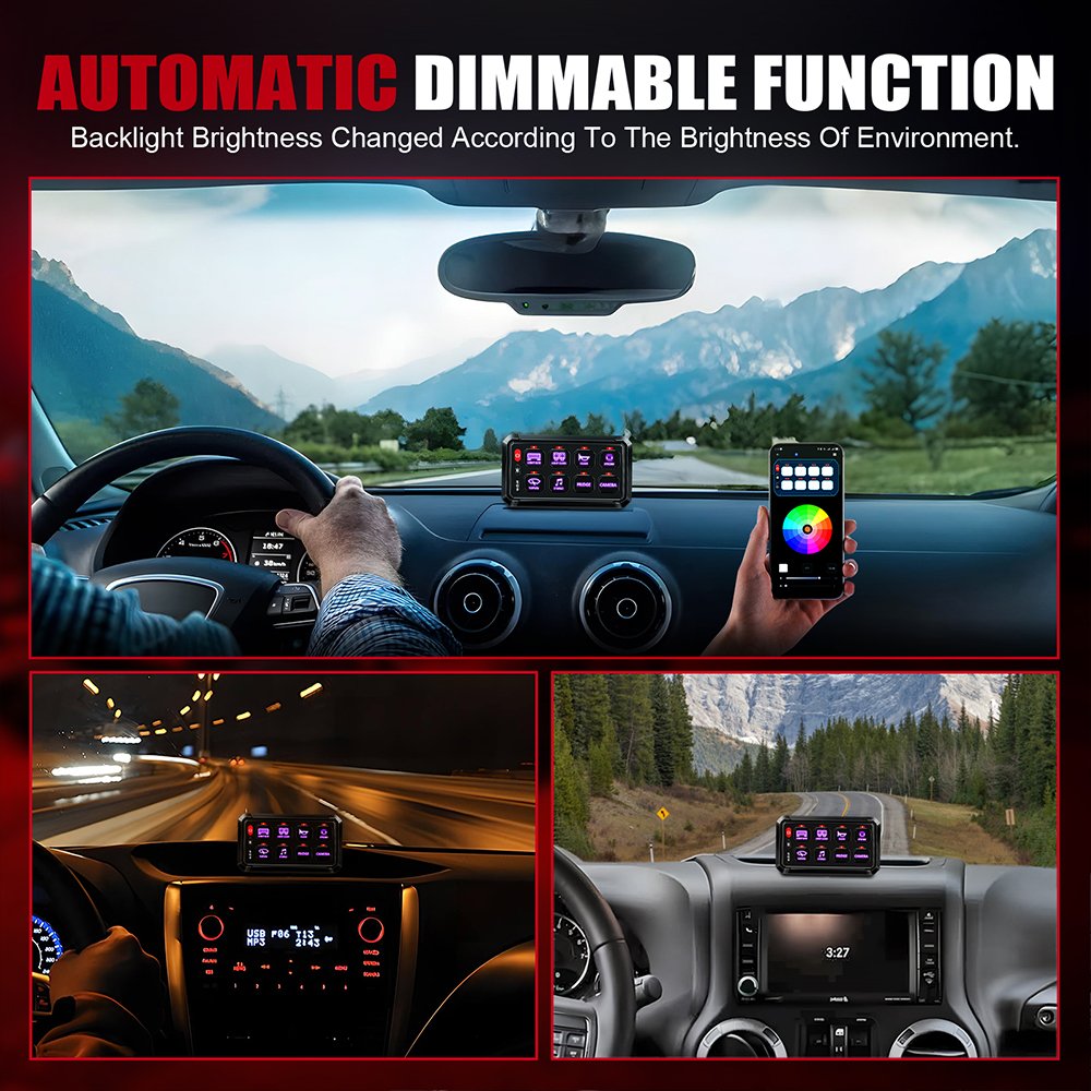 Upgraded 8 Gang Car Switch Panel With APP 12V 24V ATV UTV Auto Offroad LED Bluetooth Switch Panel for Cars