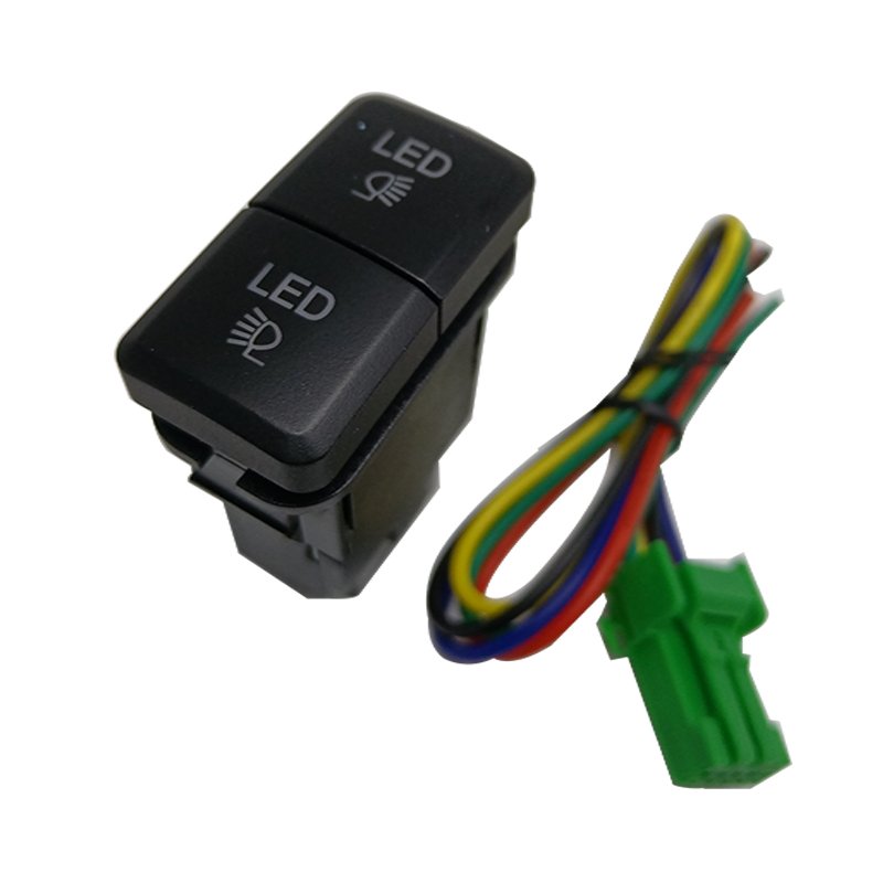 Customized 12V Led1 Led2 Green Blue Led Push on off Dual Button Abs off Button Switch for LC100 Car 39*21mm