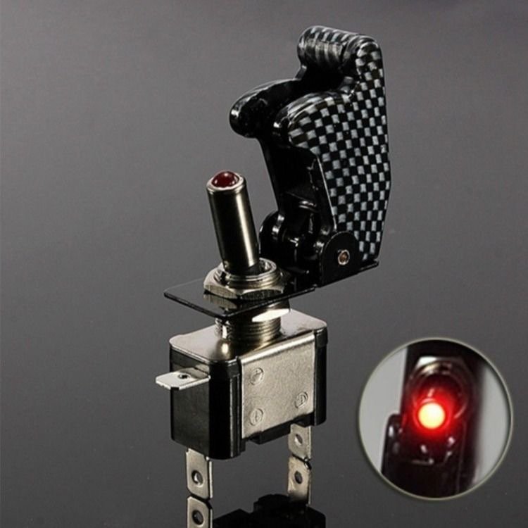 ASW-07D 12V 20A Auto Car Boat Truck Illuminated Led Toggle Switch with Safety Aircraft Flip up Cover Guard Red Green