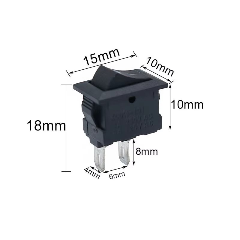 Car 500 Pcs Push Button Switch 10x15mm SPST 2Pin 3A 250V KCD1 Snap-in On/Off Boat Rocker Switch 10MM*15mm Mini Black