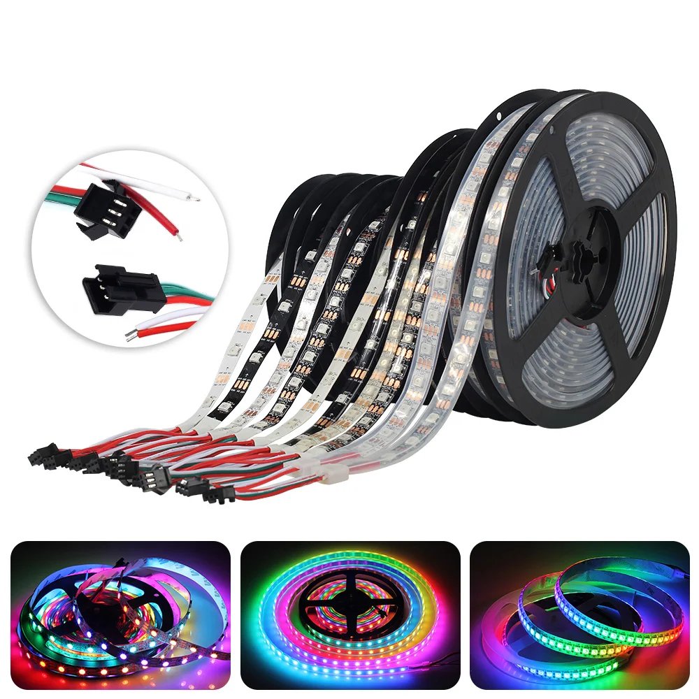 WS2812B LED Strip 5050 RGB 5V 30/60/144LED Pixels Ws2812 IC Addressable Color RGB LED Strip Light IP30 IP65 IP67 Waterproof