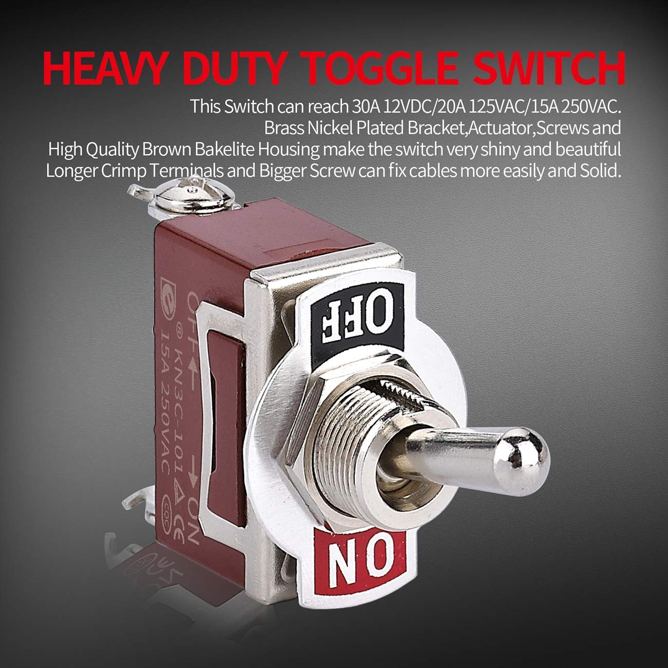 Toggle Switch 12V DC 30A 2 Pin on Off SPST with Weatherproof Boot Cover for Auto Car Marine Boat