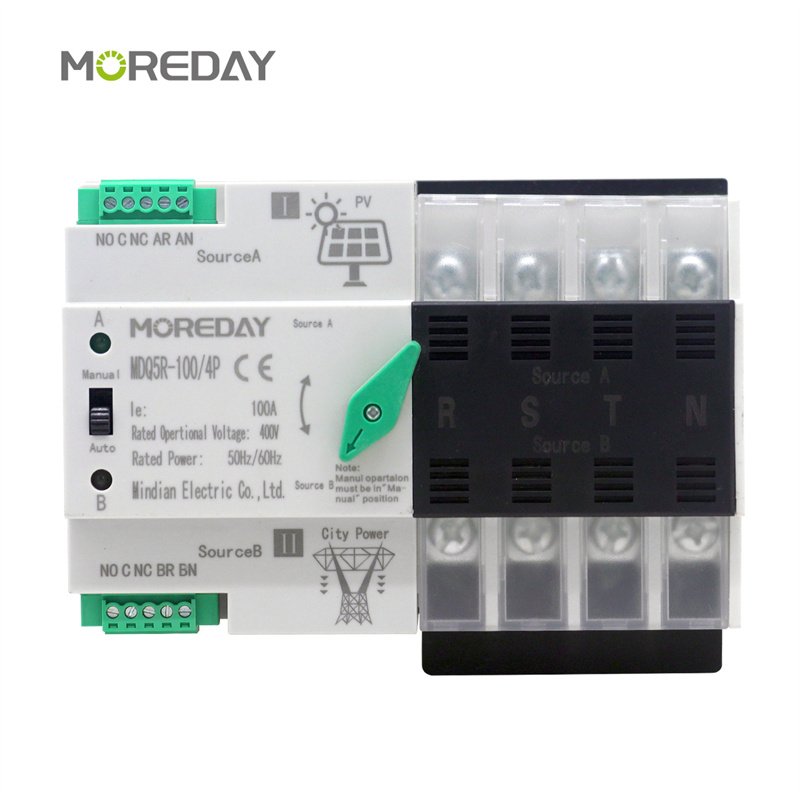 Dual Power ATS Automatic Transfer Switch for Photovoltaic MDQ5R-100/2P 3P 4P PV/Generator Type