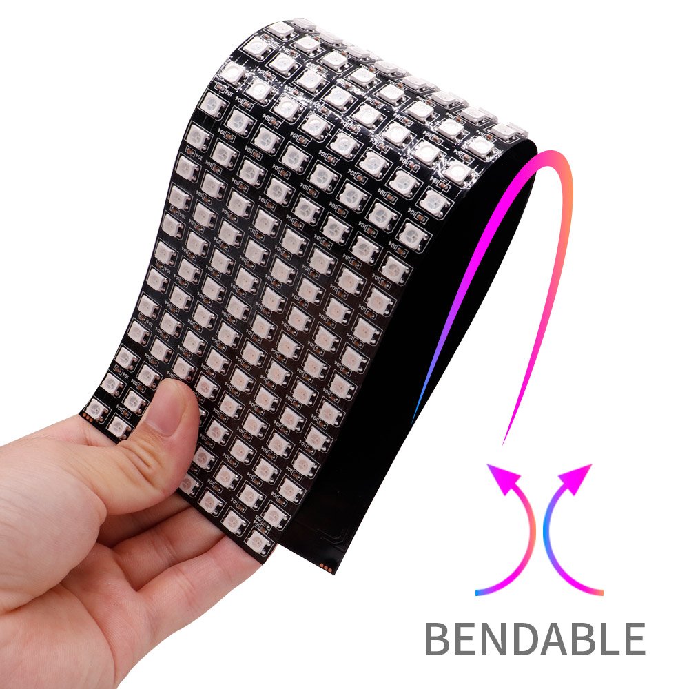 WS2812B RGB LED Digital Flexible Individually Addressable Panel Light WS2812 4X12 8X8 16X16 8X32 Module Matrix Screen 5V