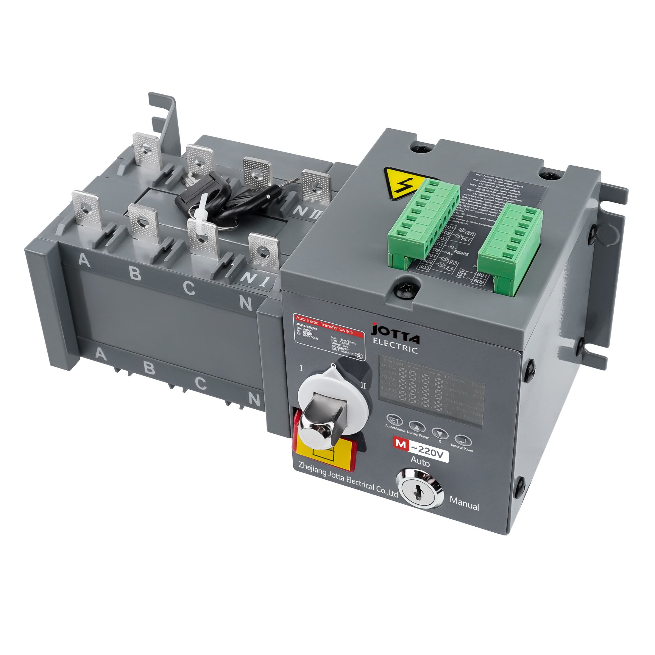 JOTTA JTQ1s Automatic Transfer Switch 4P 100A 220V/400V ATS With Fire Control Built-in Controller LCD Display