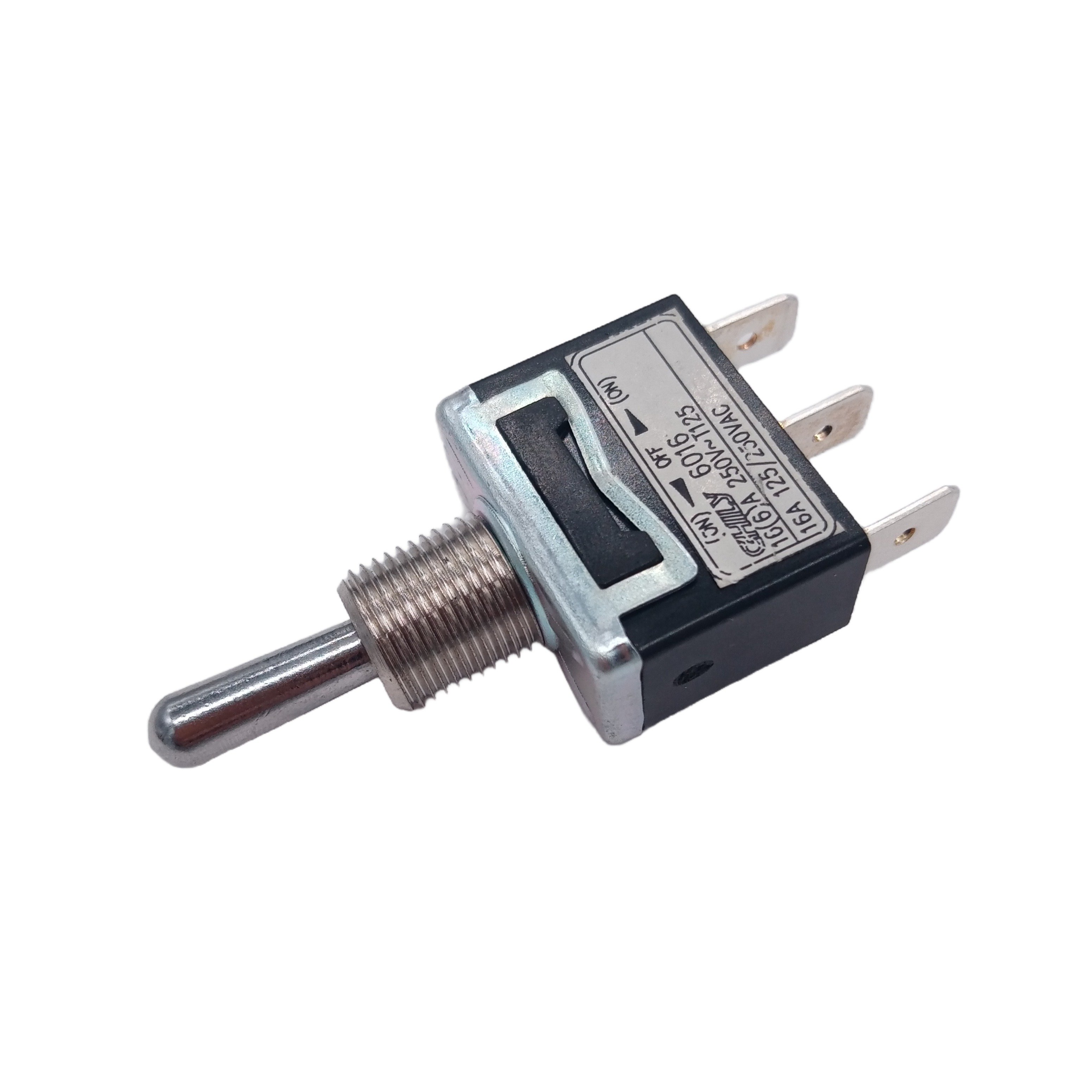 Heavy Duty 16A 250V 3Pin Toggle Switch with Spade Terminals (ON)-OFF-(ON) Function Made of Plastic